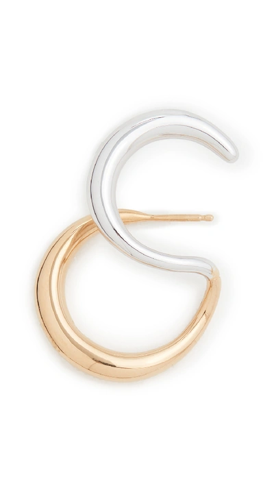 Shop Charlotte Chesnais Curl Earring In Yellow Vermeil/silver