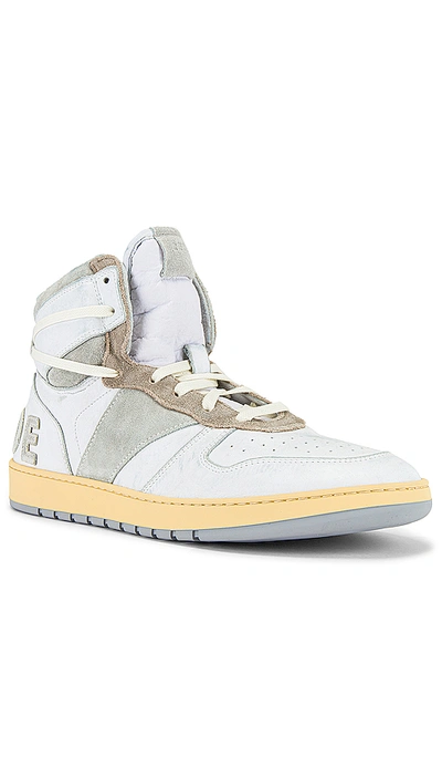 Shop Rhude Bball Hi Sneaker In White Leather & Grey