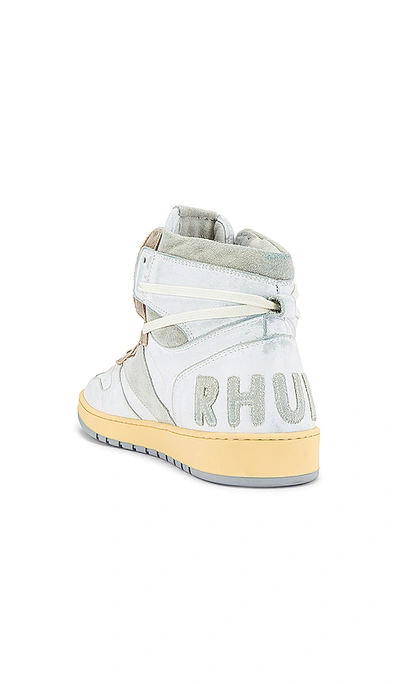 Shop Rhude Bball Hi Sneaker In White Leather & Grey