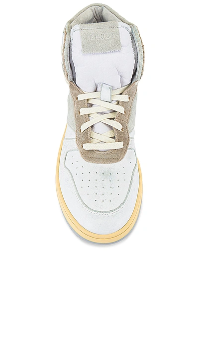 Shop Rhude Bball Hi Sneaker In White Leather & Grey