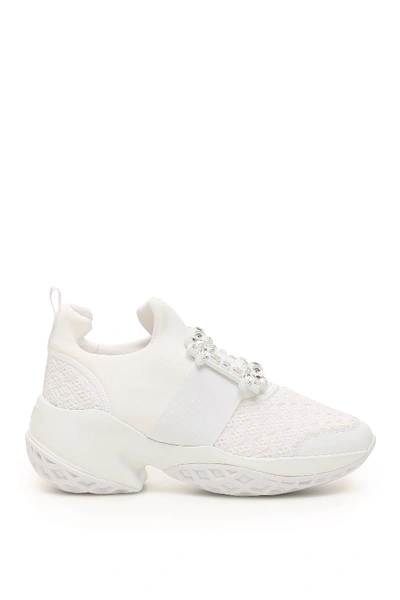 Shop Roger Vivier Viv Run Sneakers In Bianco (white)