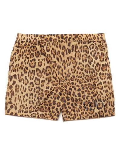 Shop Valentino Animalier Beach Shorts In Multicolor