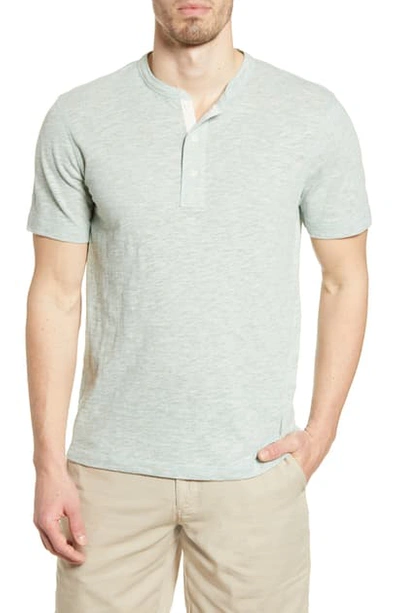 Shop Faherty Short Sleeve Heathered Henley In Pedlow Green