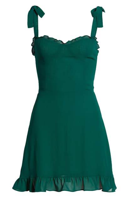 christine ruffle detail mini dress