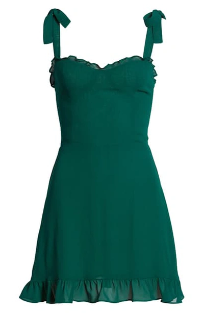 Shop Reformation Christine Ruffle Detail Minidress In Emerald