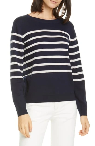 Shop Apc Cordelia Stripe Merino Wool Blend Sweater In Navy