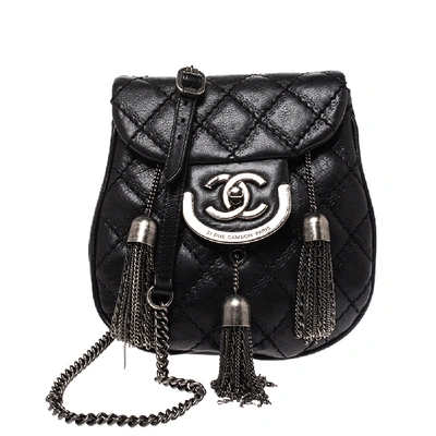 Pre-owned Chanel Black Leather Paris-edinburgh Coco Sporran Crossbody Bag