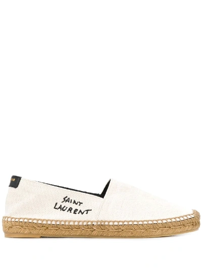 Shop Saint Laurent Logo-embroidered Espadrilles In Neutrals