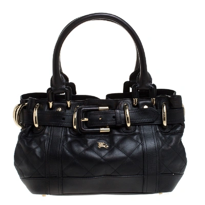 Pre-owned Burberry Black Leather Baby Beaton Tote