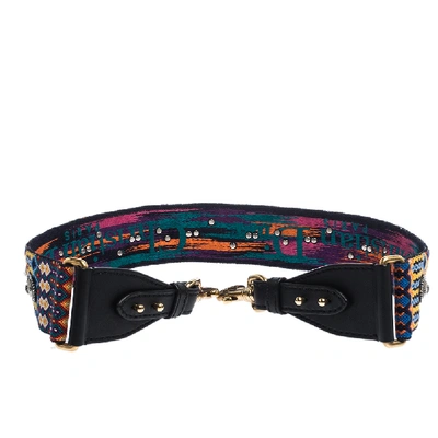 Pre-owned Dior Multicolor Studded Canvas Bohemian Inspired Shoulder Strap
