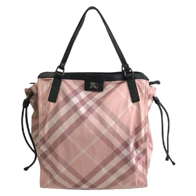 Pre-owned Burberry Pink Check Nylon Buckleigh Medium Packable Tote