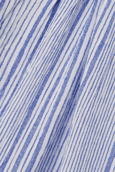 Shop Apiece Apart Nissi Striped Crinkled Cotton-gauze Maxi Dress In Light Blue