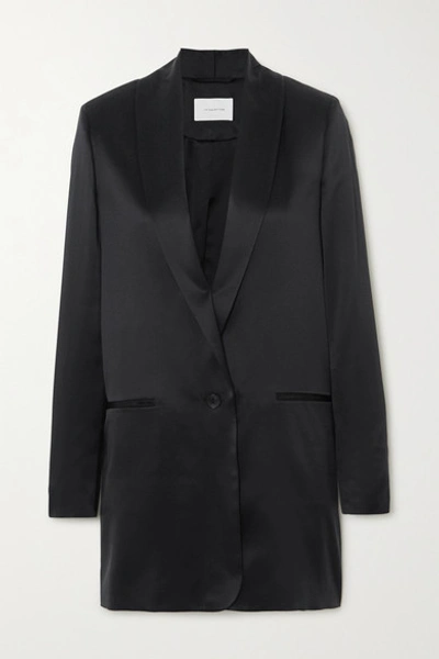 Shop La Collection Amandine Silk-satin Blazer In Black