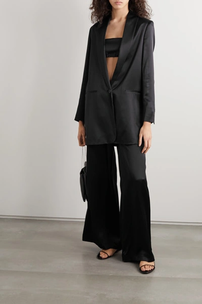 Shop La Collection Amandine Silk-satin Blazer In Black