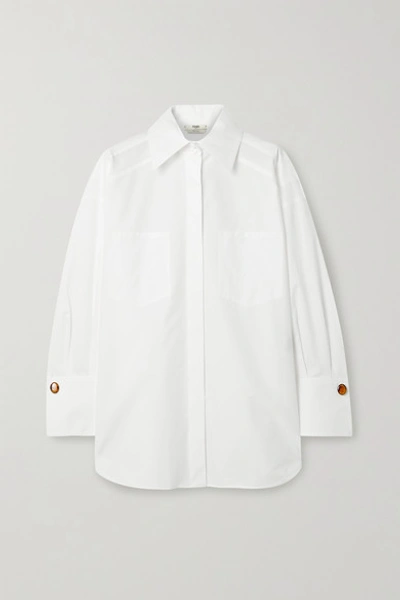 Shop Fendi Cotton-poplin Shirt In White