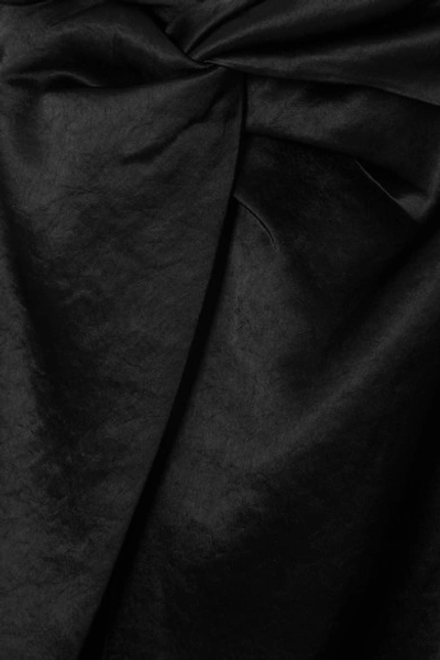 Shop Nanushka Samara Knotted Washed-satin Midi Skirt In Black