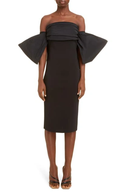 Shop Givenchy Off The Shoulder Bow Sleeve Cocktail Dress In Black