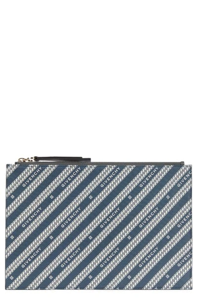 Shop Givenchy Print Canvas Pouch In Oil Blue