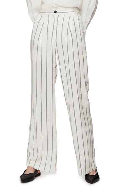 Shop Anine Bing Ryan Stripe Trousers In Cream And Black