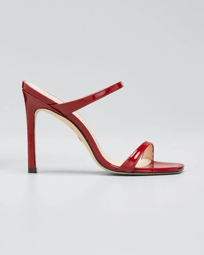 Shop Stuart Weitzman Aleena Patent Slide High-heel Sandals In Chile