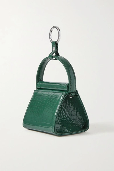 Shop Gu De Play Mini Croc-effect Leather Tote In Emerald