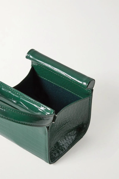 Shop Gu De Play Mini Croc-effect Leather Tote In Emerald