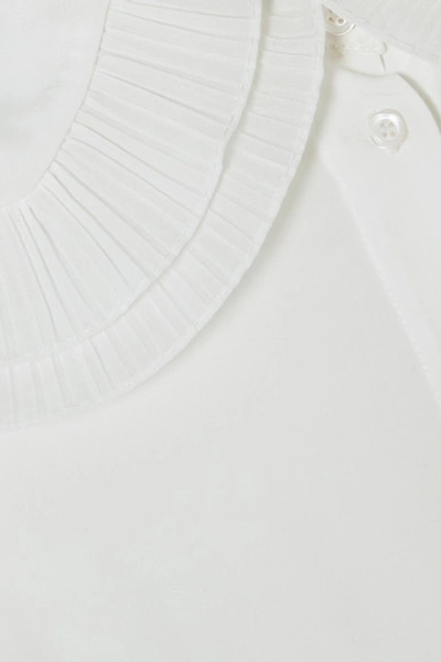 Shop Avavav Ruffled Chiffon-trimmed Crepe Blouse In White