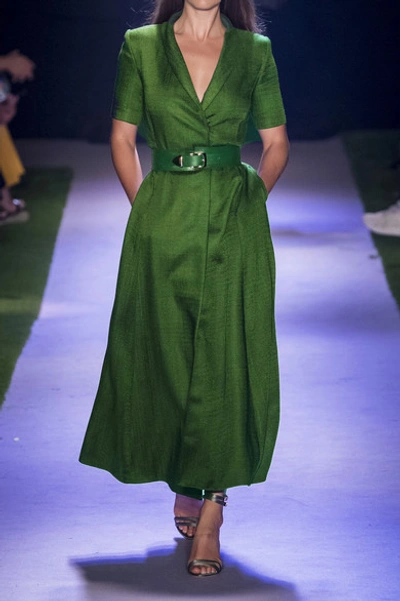 Brandon Maxwell Short-sleeve Jacket Dress In Green