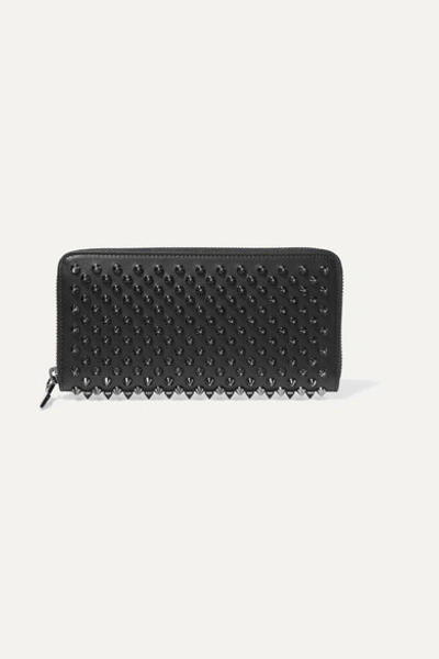Shop Christian Louboutin Panettone Spiked Leather Wallet In Black