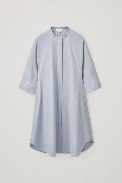 Shop Cos Cotton Shirt Dress In Blue
