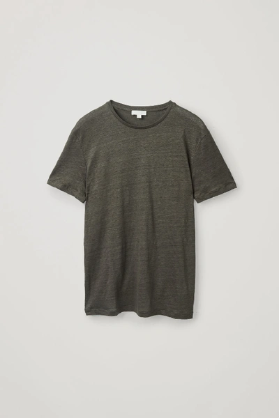Shop Cos Regular-fit Linen T-shirt In Grey