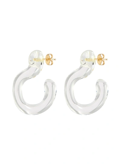 Shop Annika Inez Small Glassy Hoop Earrings In Neutral