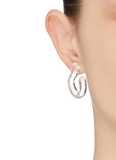Shop Annika Inez Small Glassy Hoop Earrings In Neutral