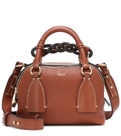 Shop Chloé Daria Small Leather Shoulder Bag In Brown