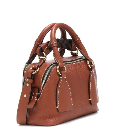 Shop Chloé Daria Small Leather Shoulder Bag In Brown