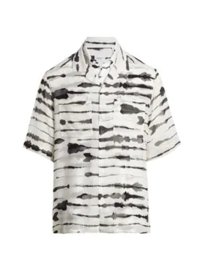 Shop Burberry Men's Paint Splatter Graphic Print Short-sleeve Shirt In Black White