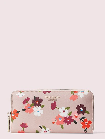 Spencer Cherry Blossom Zip-around Continental Wallet In Soft Pink Multi