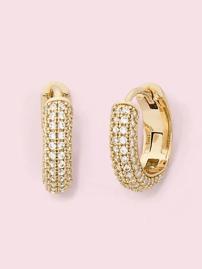 Kate Spade Brilliant Statements Pavé Mini Huggie Hoop Earrings In Clear/gold