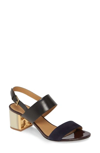 Shop Tory Burch Gigi T Logo Sandal In Perfect Black / Midnight