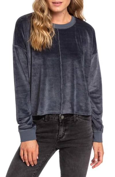 Shop Roxy Crystal Cove Crop Velour Pullover In Turbulence