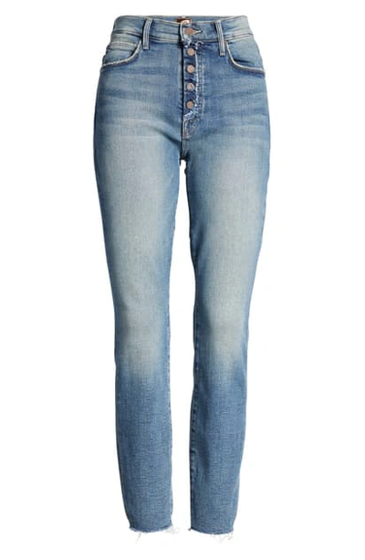 Shop Mother The Fly Cut Stunner Fray Hem Ankle Jeans In Night On A Shiny White Vespa