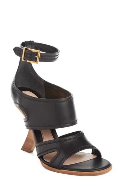 Shop Alexander Mcqueen No. 13 Wedge Sandal In Black/ Gold