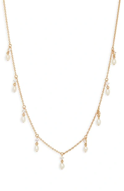 Shop Nadri Nectar Shaky Genuine Pearl Station Necklace In Gold