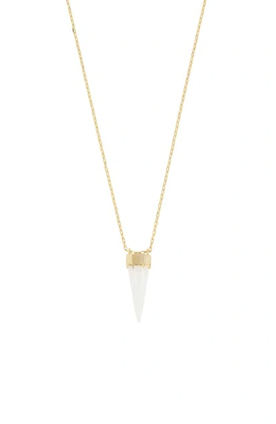 Shop Allsaints Novia Long Pendant Necklace In Crystal/ Gold