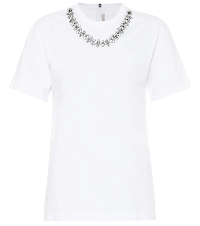 Shop Christopher Kane Crystal-embellished Cotton T-shirt In White
