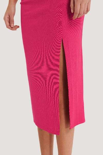 Shop Na-kd Side Slit Jersey Skirt Pink In Fuchsia