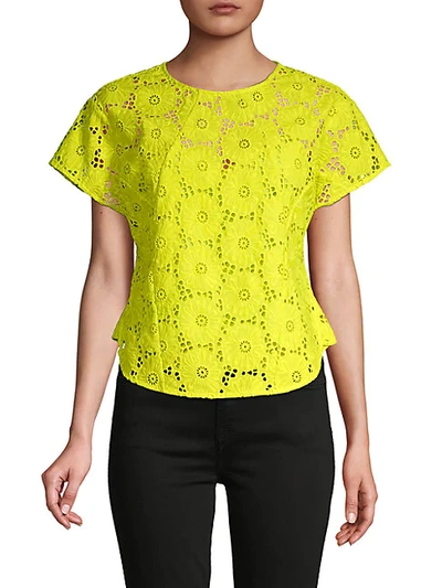 Shop Diane Von Furstenberg Nellie Floral Lace Top In Yellow