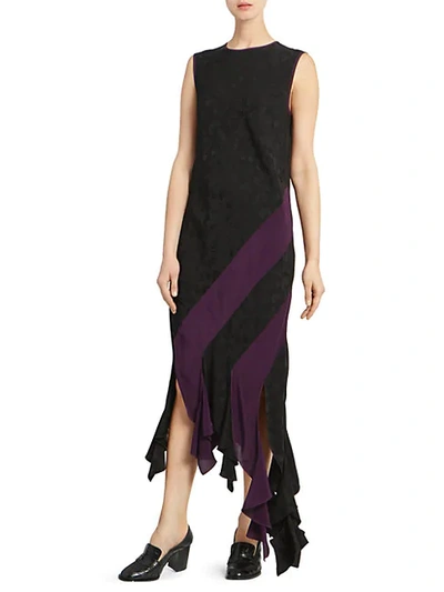 Shop Loewe Jacquard Curl Dress In Black Purple