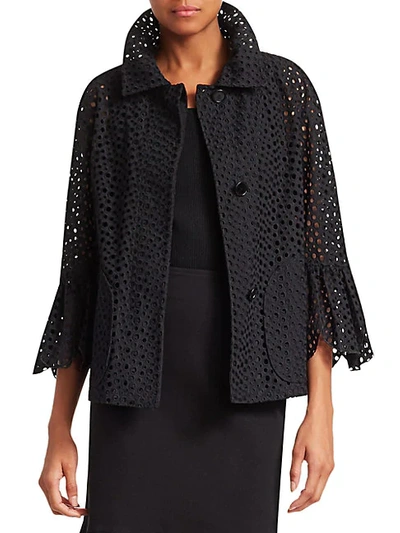 Shop Akris Punto Broderie Anglaise Jacket In Black