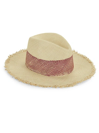 Shop Rag & Bone Frayed Panama Straw Hat In Natural Pink